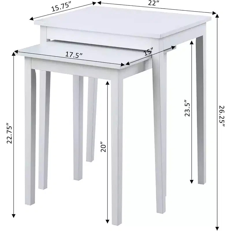 Table d'appoint rectangulaire en bois blanc de 26,25 po de haut, 1 pièce