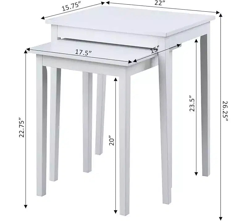 Table d'appoint rectangulaire en bois blanc de 26,25 po de haut, 1 pièce