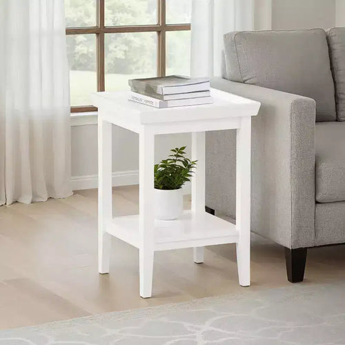 HomeStock 26 in.H White Color Rectangle Wood Table Top End Table 1 -piece