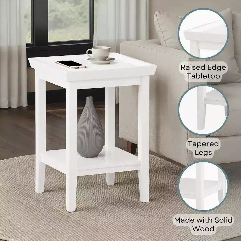 Table d'appoint rectangulaire en bois blanc de 66 cm de haut, 1 pièce