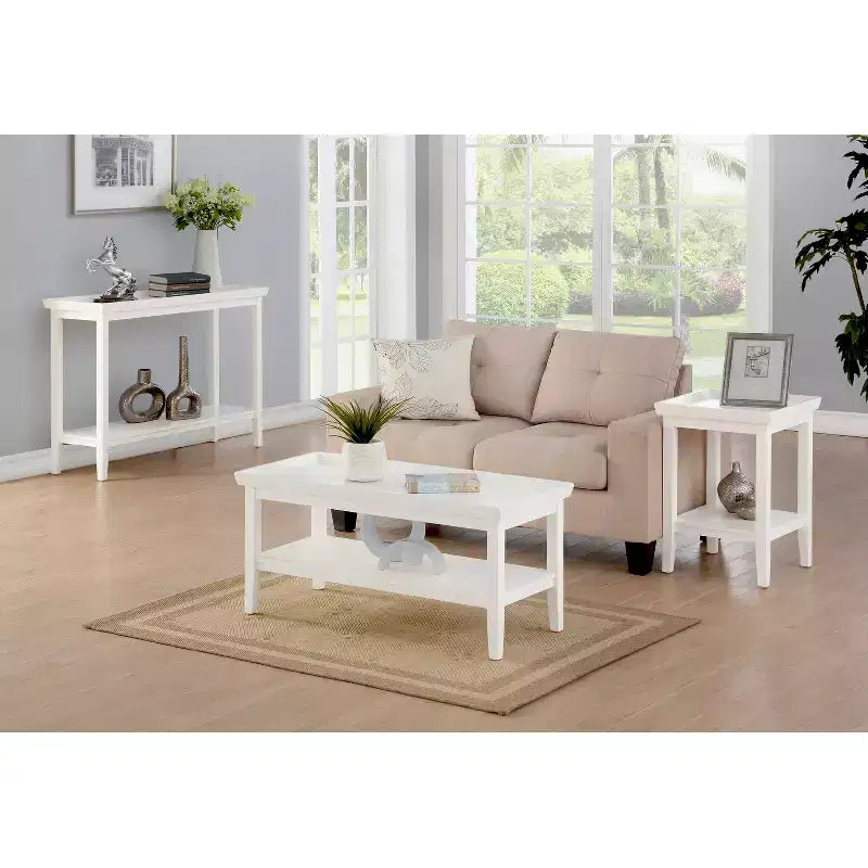 Table d'appoint rectangulaire en bois blanc de 66 cm de haut, 1 pièce