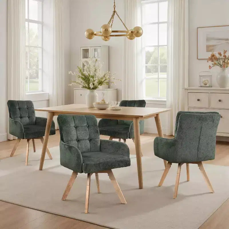 Chaises de salle à manger pivotantes en tissu, lot de 2