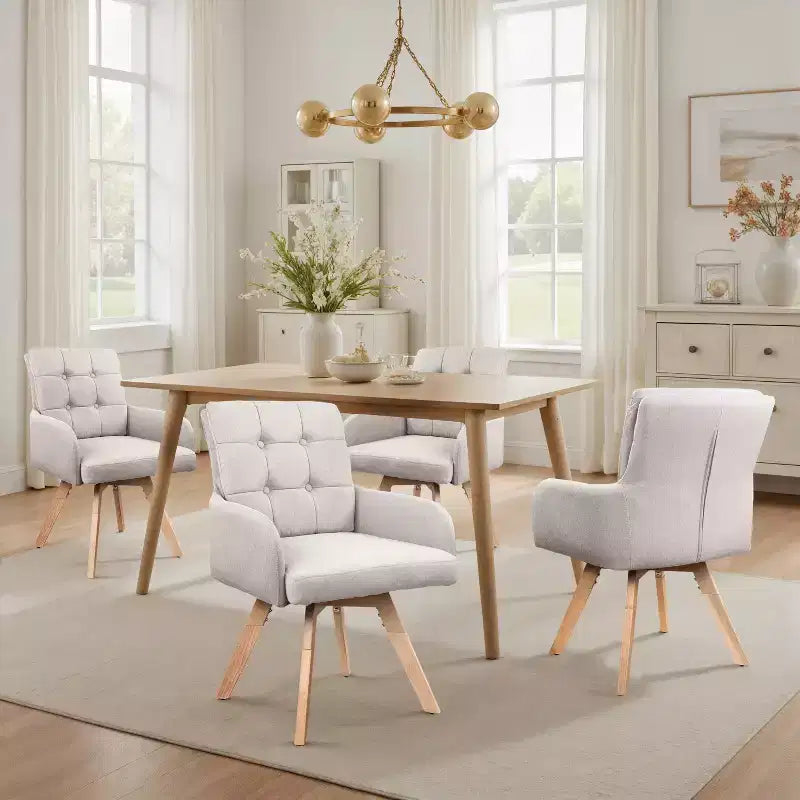 Chaises de salle à manger pivotantes en tissu, lot de 2