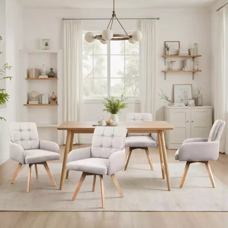 Chaises de salle à manger pivotantes en tissu, lot de 2