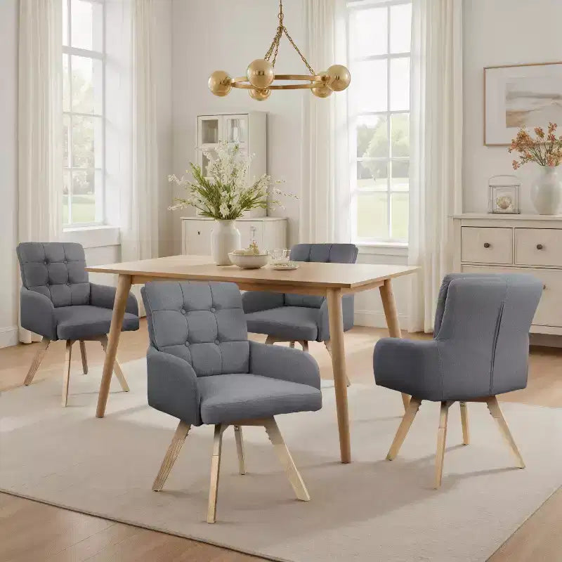 Chaises de salle à manger pivotantes en tissu, lot de 2