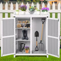 Meuble de rangement extérieur, établi de jardinage - Station de travail de jardin en bois étanche avec plateau galvanisé, étagères réglables pour jardin/terrasse/pelouse