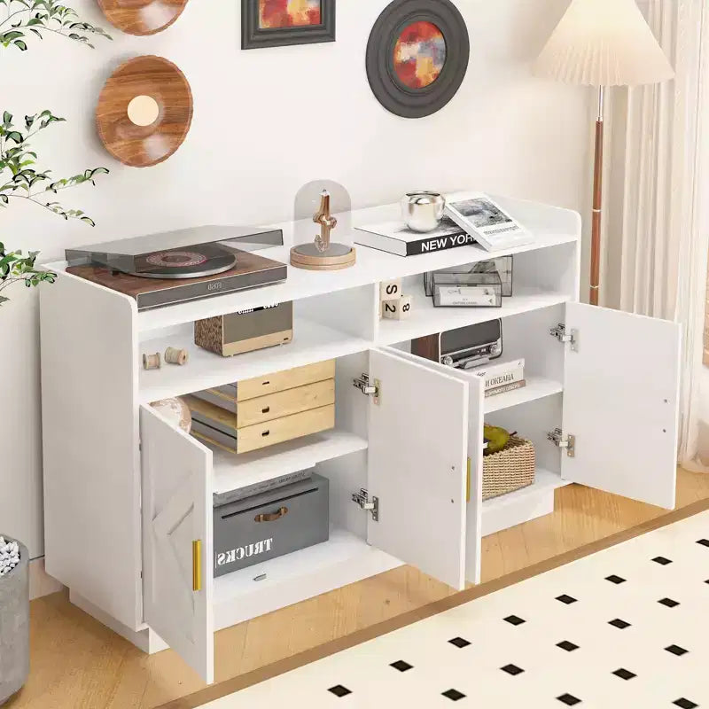 Buffet de rangement, meuble de buffet avec 4 portes et 2 tiroirs, poignées en métal, armoire de rangement pour salon, salle à manger, cuisine