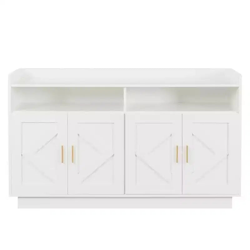 Buffet de rangement, meuble de buffet avec 4 portes et 2 tiroirs, poignées en métal, armoire de rangement pour salon, salle à manger, cuisine