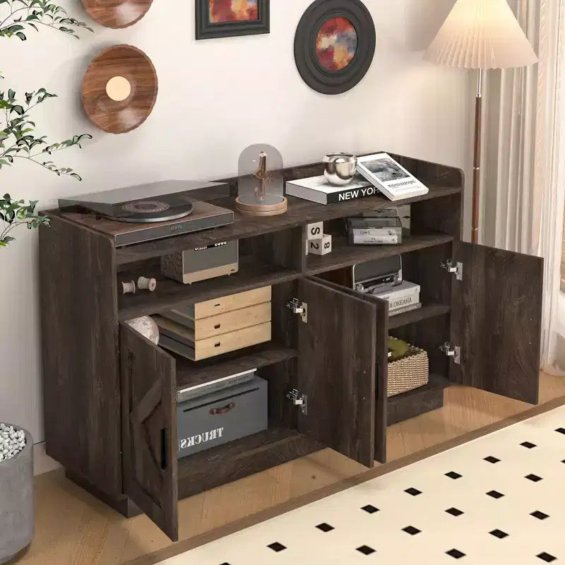 Buffet de rangement, meuble de buffet avec 4 portes et 2 tiroirs, poignées en métal, armoire de rangement pour salon, salle à manger, cuisine