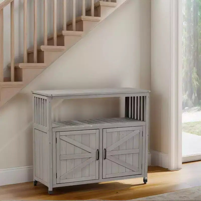 Meuble de rangement avec banc de rempotage, meuble de cuisine avec 2 portes et 2 étagères, meuble bas pour salon, salle à manger, cuisine