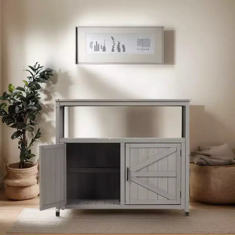 Meuble de rangement avec banc de rempotage, meuble de cuisine avec 2 portes et 2 étagères, meuble bas pour salon, salle à manger, cuisine