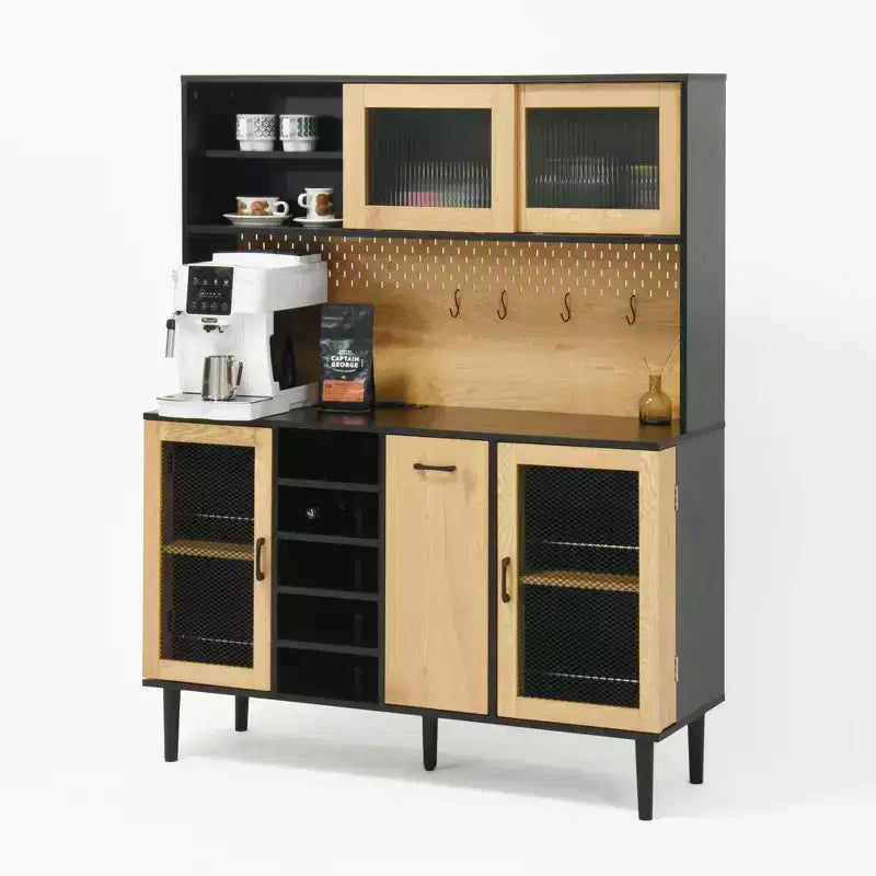 Bahut en bois, Meuble de rangement avec 4 portes et 2 tiroirs, Commode de rangement pour Salon, Salle à manger, Cuisine