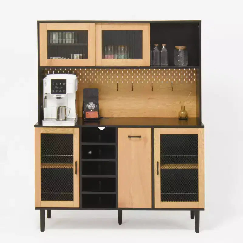Bahut en bois, Meuble de rangement avec 4 portes et 2 tiroirs, Commode de rangement pour Salon, Salle à manger, Cuisine