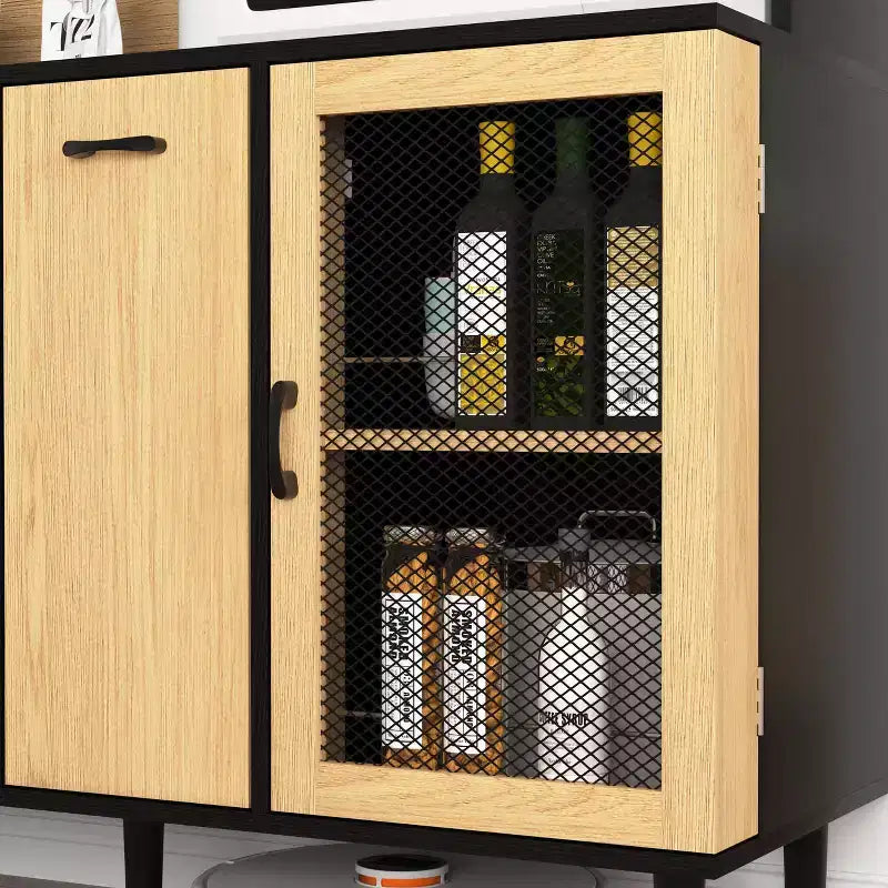 Bahut en bois, Meuble de rangement avec 4 portes et 2 tiroirs, Commode de rangement pour Salon, Salle à manger, Cuisine