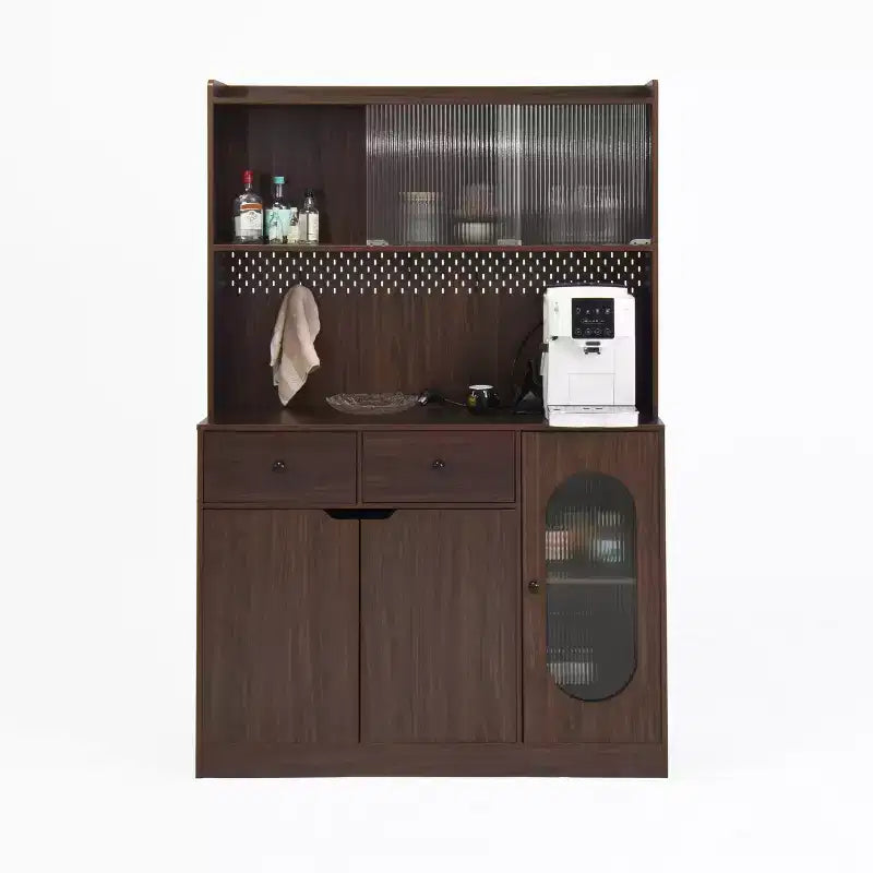 Bahut en bois, Meuble de rangement avec 4 portes et 2 tiroirs, Commode de rangement pour Salon, Salle à manger, Cuisine