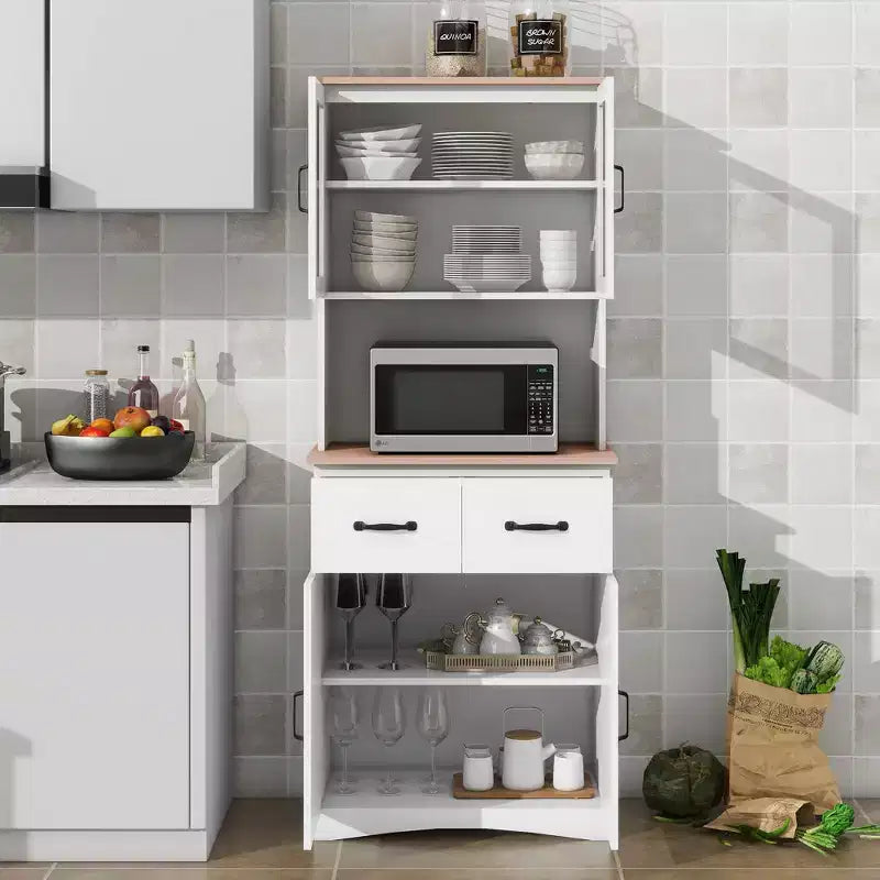 Bahut en bois, Meuble de rangement avec 4 portes et 2 tiroirs, Commode de rangement pour Salon, Salle à manger, Cuisine