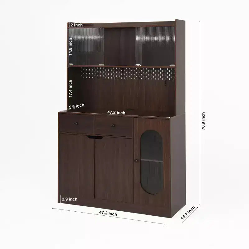Bahut en bois, Meuble de rangement avec 4 portes et 2 tiroirs, Commode de rangement pour Salon, Salle à manger, Cuisine