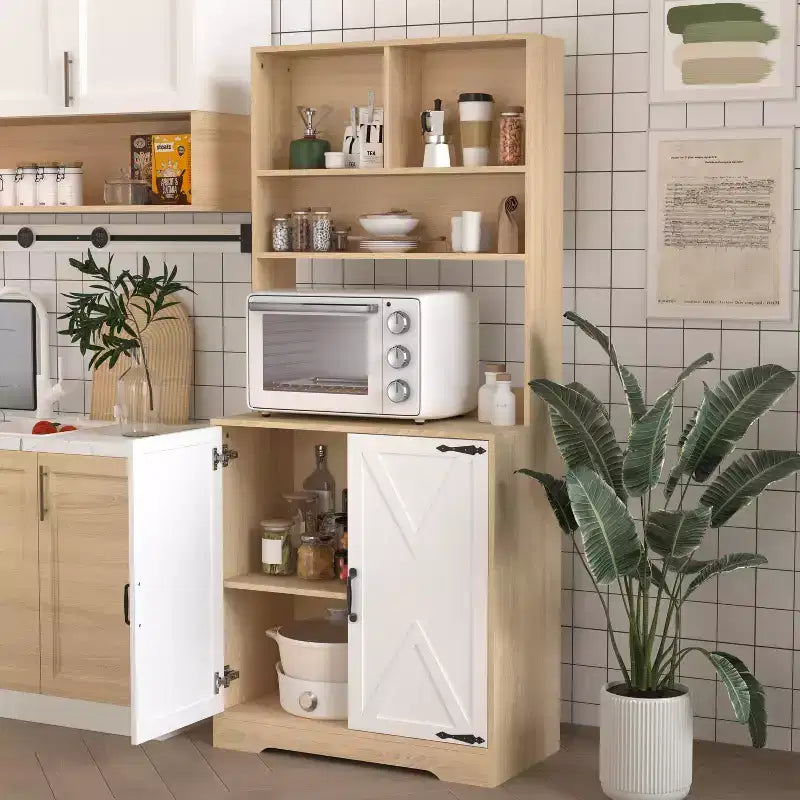 Bahut en bois, Meuble de rangement avec 4 portes et 2 tiroirs, Commode de rangement pour Salon, Salle à manger, Cuisine