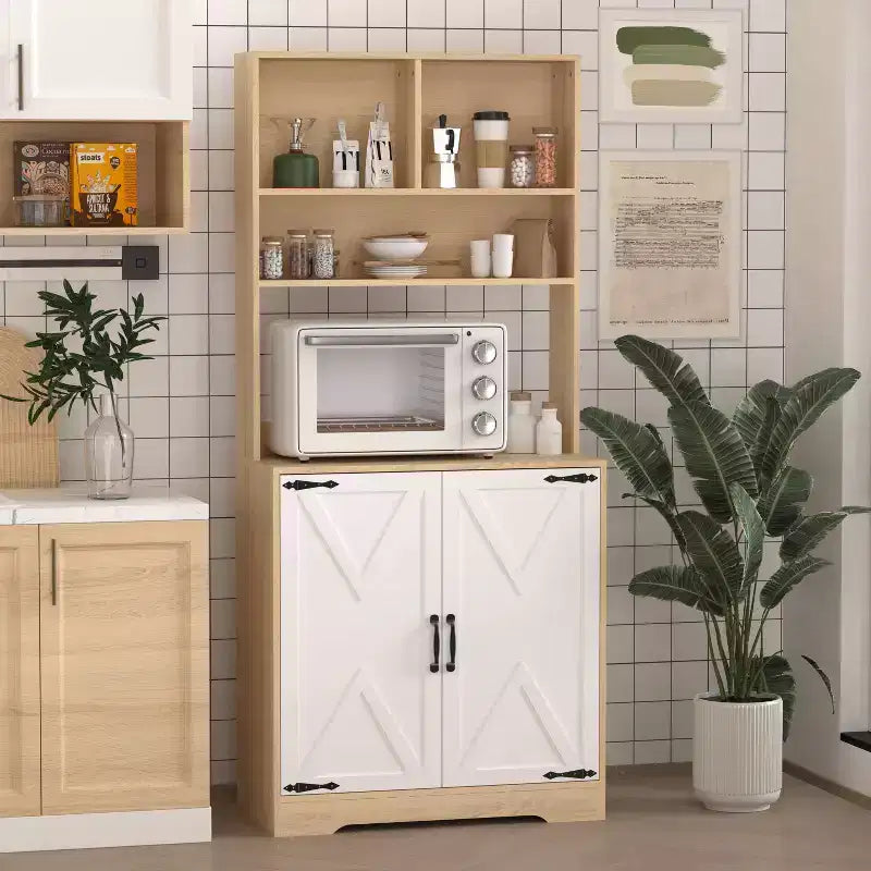 Bahut en bois, Meuble de rangement avec 4 portes et 2 tiroirs, Commode de rangement pour Salon, Salle à manger, Cuisine