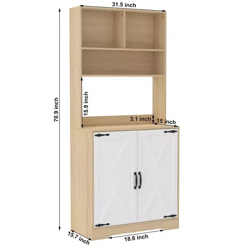 Bahut en bois, Meuble de rangement avec 4 portes et 2 tiroirs, Commode de rangement pour Salon, Salle à manger, Cuisine