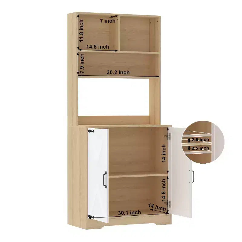 Bahut en bois, Meuble de rangement avec 4 portes et 2 tiroirs, Commode de rangement pour Salon, Salle à manger, Cuisine