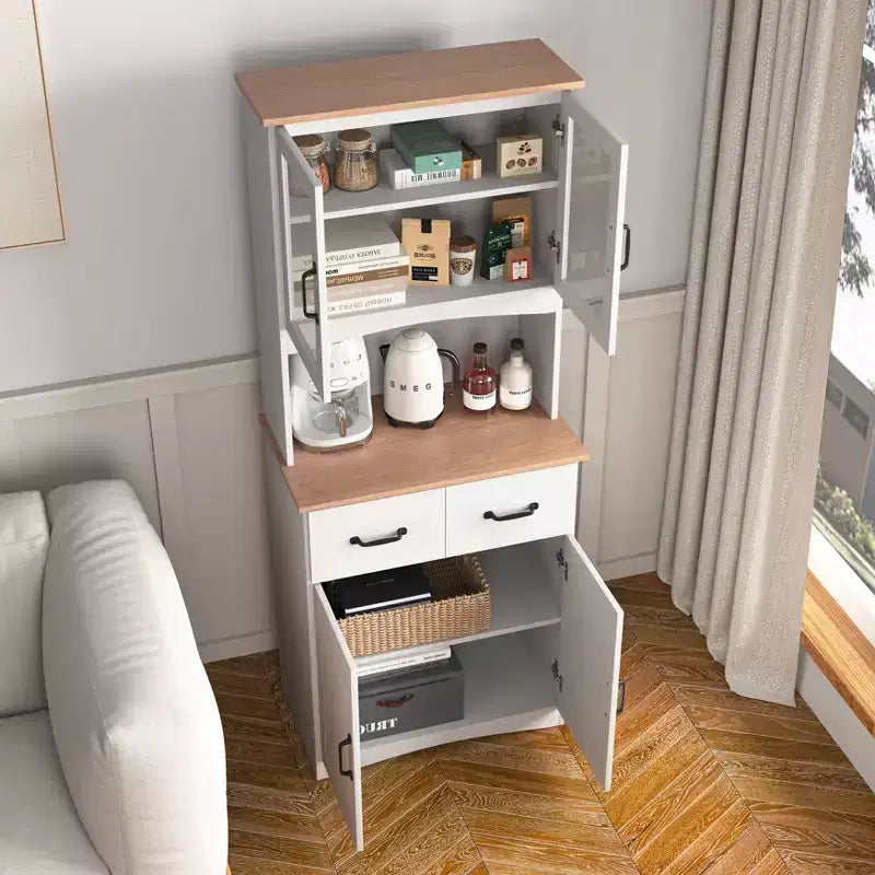 Bahut en bois, Meuble de rangement avec 4 portes et 2 tiroirs, Commode de rangement pour Salon, Salle à manger, Cuisine