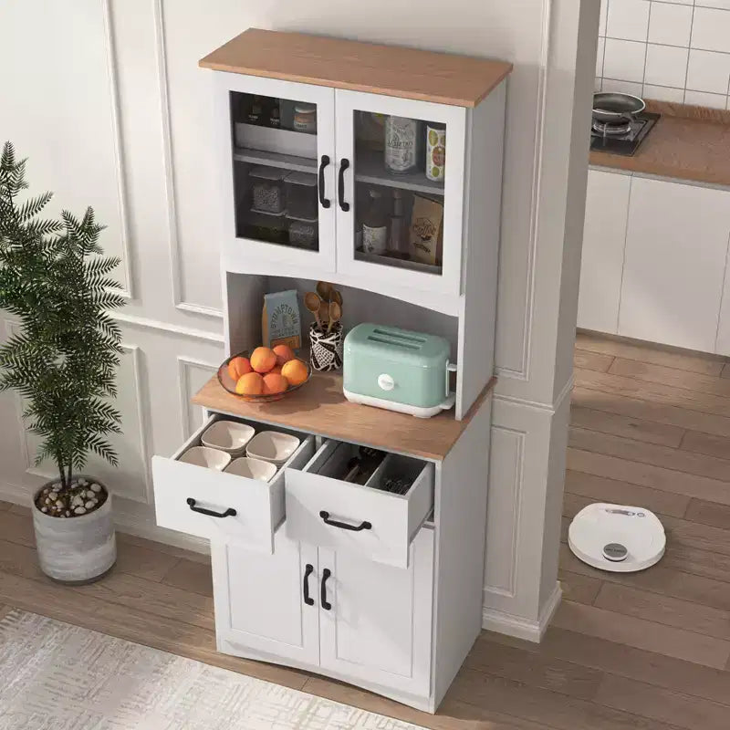 Bahut en bois, Meuble de rangement avec 4 portes et 2 tiroirs, Commode de rangement pour Salon, Salle à manger, Cuisine