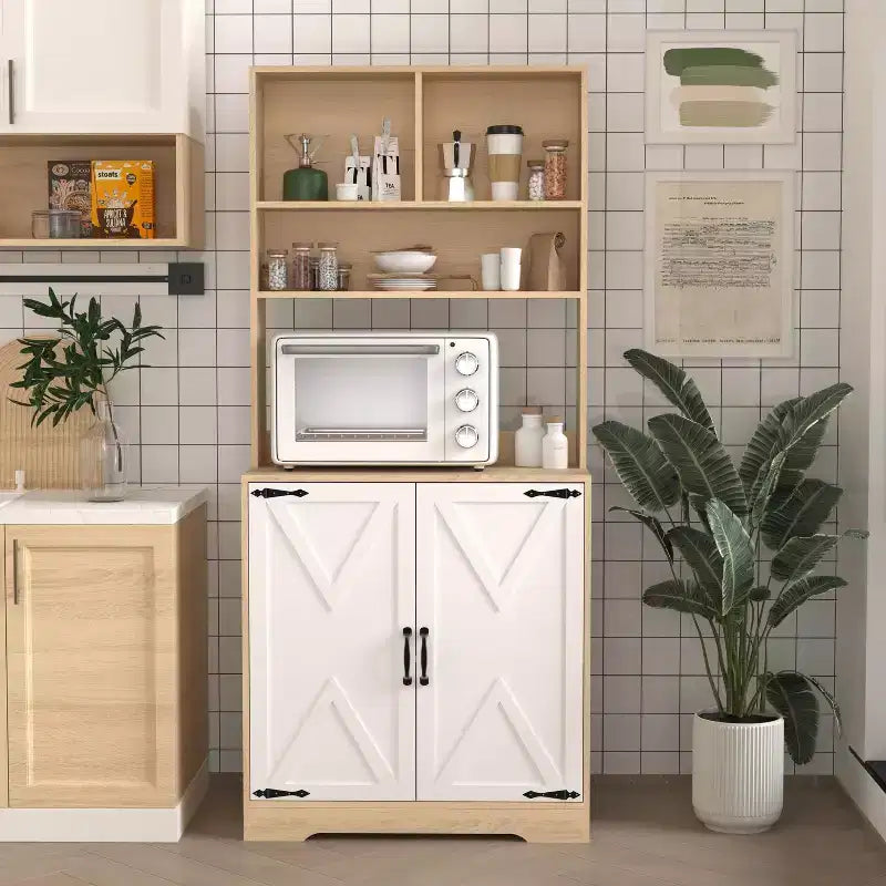 Bahut en bois, Meuble de rangement avec 4 portes et 2 tiroirs, Commode de rangement pour Salon, Salle à manger, Cuisine