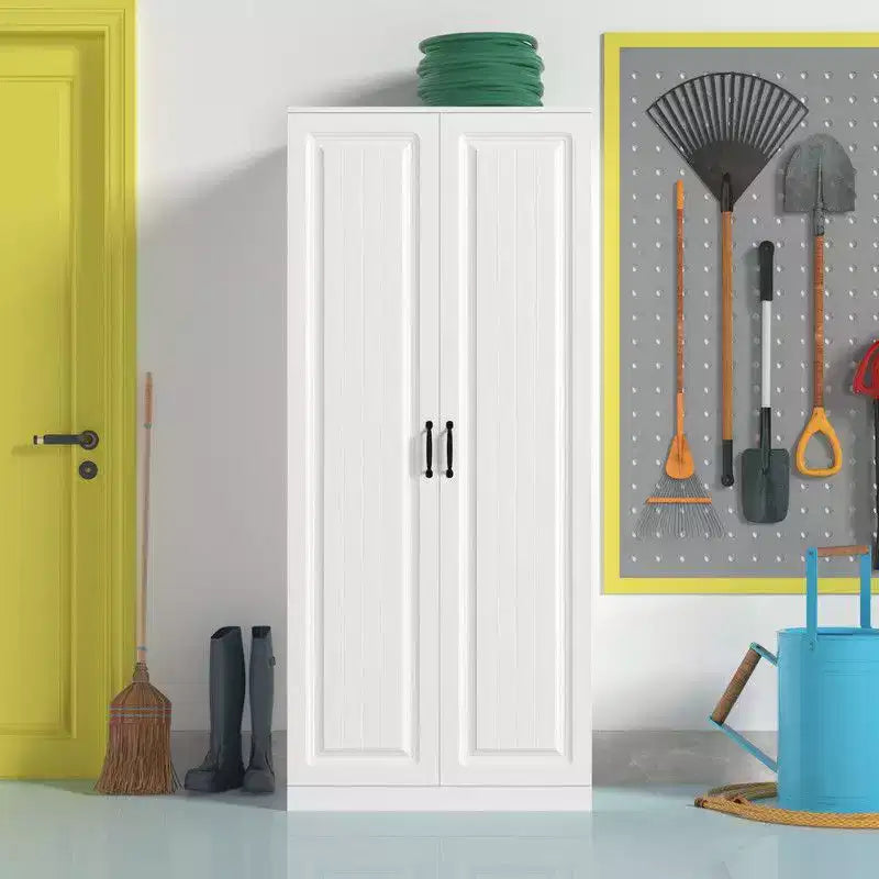 Armoire de rangement de garage avec étagères rotatives et compartiments de porte, organisateur multicouche, construction robuste, pour outils et fournitures de jardin