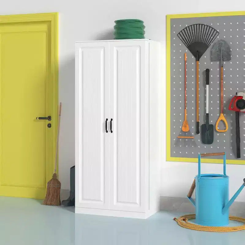 Armoire de rangement de garage avec étagères rotatives et compartiments de porte, organisateur multicouche, construction robuste, pour outils et fournitures de jardin