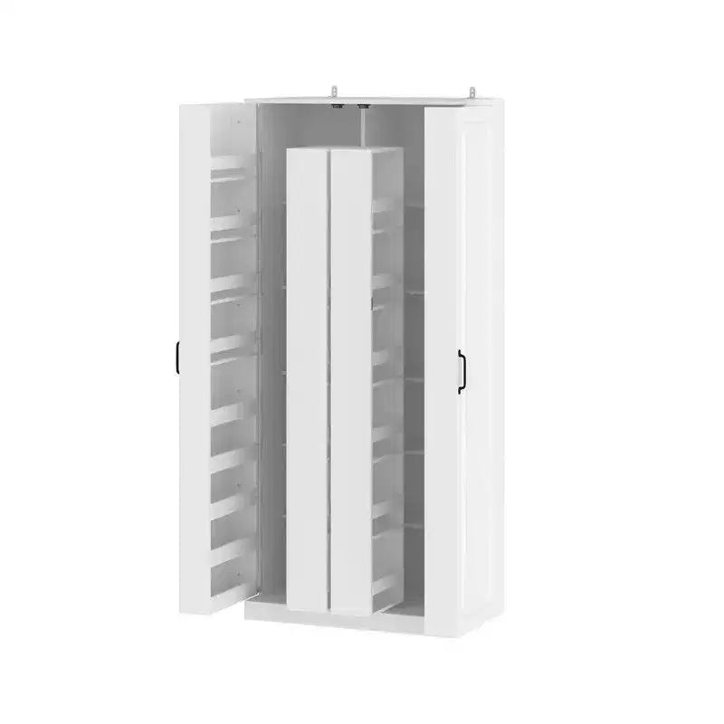 Armoire de rangement de garage avec étagères rotatives et compartiments de porte, organisateur multicouche, construction robuste, pour outils et fournitures de jardin