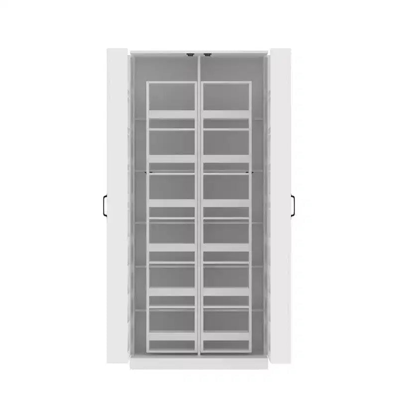 Armoire de rangement de garage avec étagères rotatives et compartiments de porte, organisateur multicouche, construction robuste, pour outils et fournitures de jardin