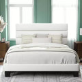 Allewie Velvet Upholstered Bed with Wooden Slats, No Box Spring Needed, Easy Assembly, White