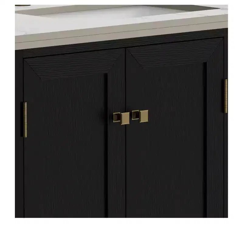 Meuble sous-vasque de salle de bain de 91 cm avec lavabo en céramique, meuble de rangement de salle de bain avec 2 portes et 3 tiroirs, 2 portes