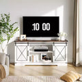 TV Stand for TV Up to 65 Inches, Wood Entertainment Center with Sliding Barn Doors, Media Console Table for Living Room