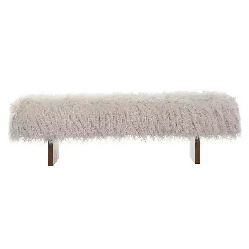 Banc rembourré en fausse laine à poils longs, style moderne