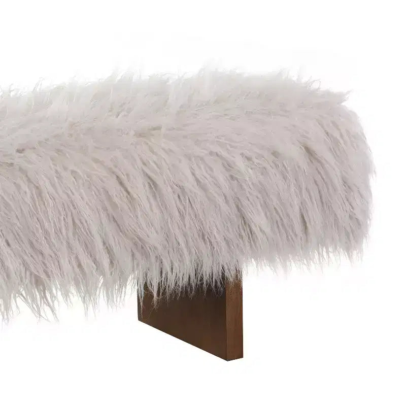 Banc rembourré en fausse laine à poils longs, style moderne