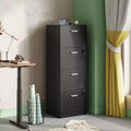 DEXYLLO 4-Drawer Vertical File Cabinet with Lock - Wood Storage Organizer for Home Office, Fits A4/Letter Size Files