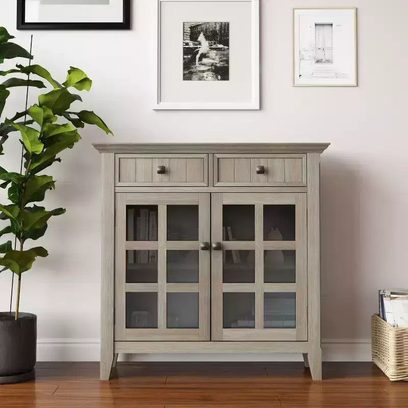 HomeStockAcadian Solid Wood 36 inch Wide Transitional Entryway Hallway Storage Cabinet