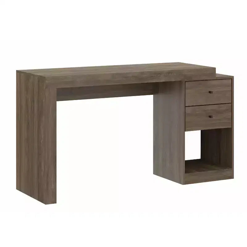 Bureau moderne extensible de 120 cm pour la maison, bureau d'ordinateur avec 2 tiroirs et 1 étagère, bureau d'écriture pour salle de lecture, étude