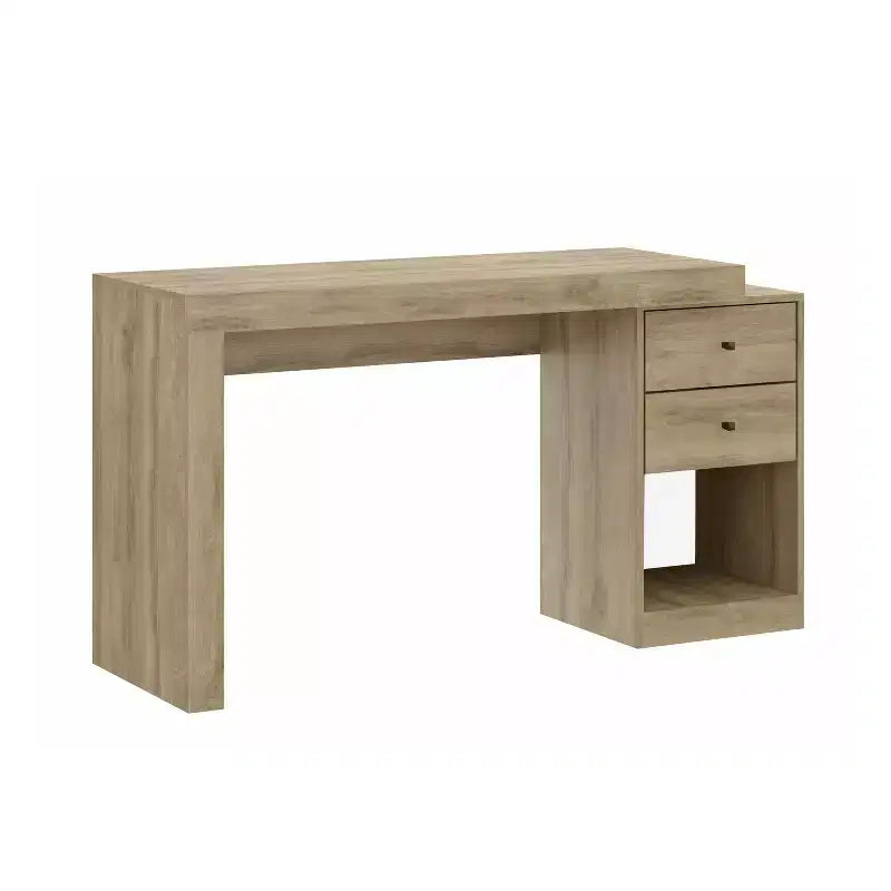 Bureau moderne extensible de 120 cm pour la maison, bureau d'ordinateur avec 2 tiroirs et 1 étagère, bureau d'écriture pour salle de lecture, étude