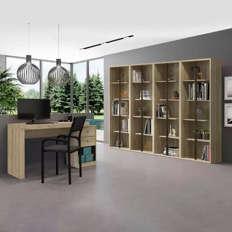 Bureau moderne extensible de 120 cm pour la maison, bureau d'ordinateur avec 2 tiroirs et 1 étagère, bureau d'écriture pour salle de lecture, étude