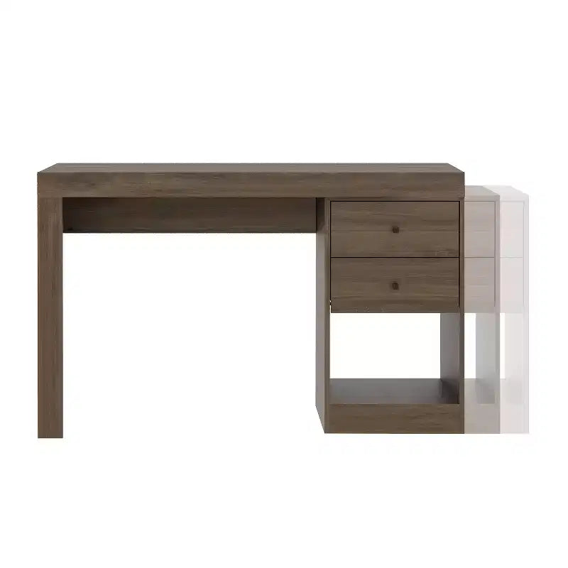 Bureau moderne extensible de 120 cm pour la maison, bureau d'ordinateur avec 2 tiroirs et 1 étagère, bureau d'écriture pour salle de lecture, étude