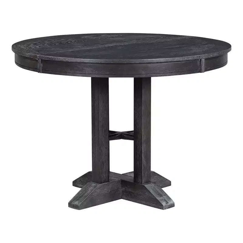 Okak 56IN Farmhouse Extendable Round Dining Table, Round Table with Heavy Pedestal, Folding Table for Kitchen, Dining Room