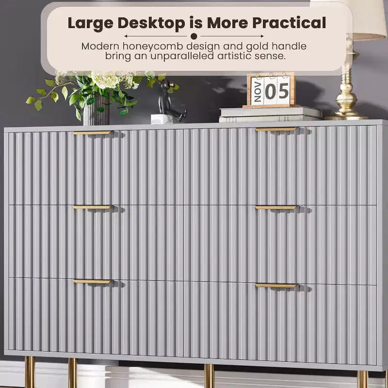 Commode à 6 tiroirs, commode de chambre moderne en bois avec tiroirs de rangement, meuble TV de style ferme pour salon, chambre à coucher, couloir