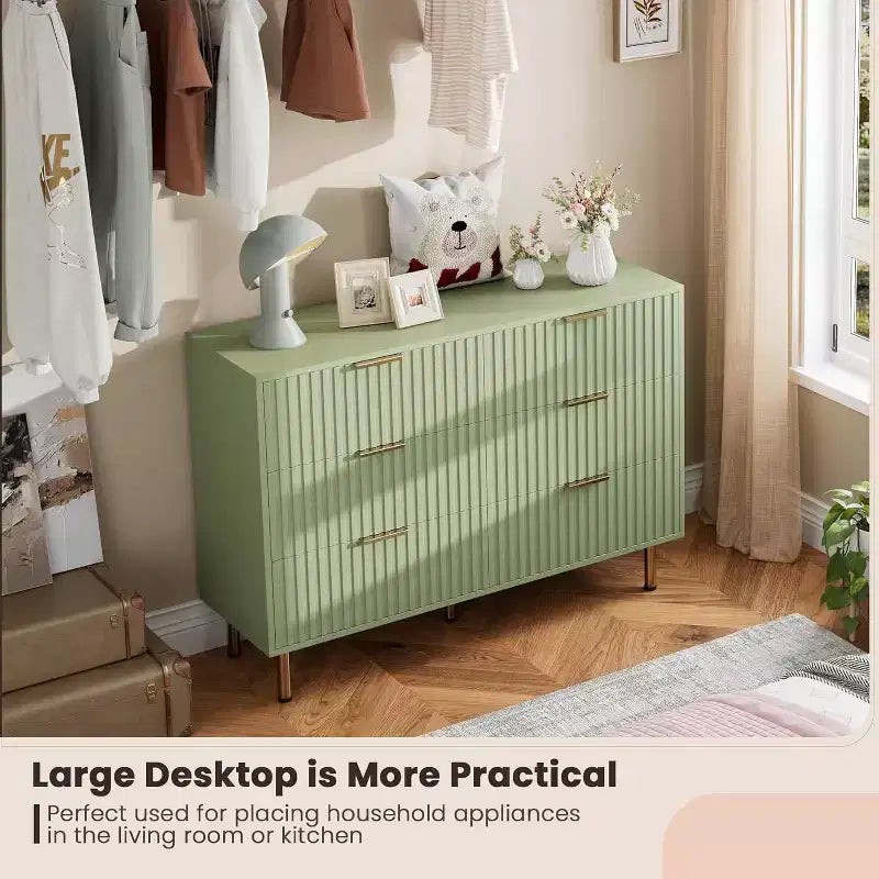 Commode à 6 tiroirs, commode de chambre moderne en bois avec tiroirs de rangement, meuble TV de style ferme pour salon, chambre à coucher, couloir