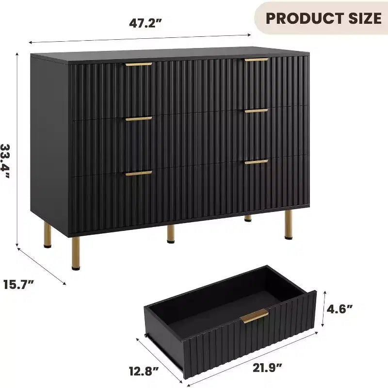 Commode à 6 tiroirs, commode de chambre moderne en bois avec tiroirs de rangement, meuble TV de style ferme pour salon, chambre à coucher, couloir