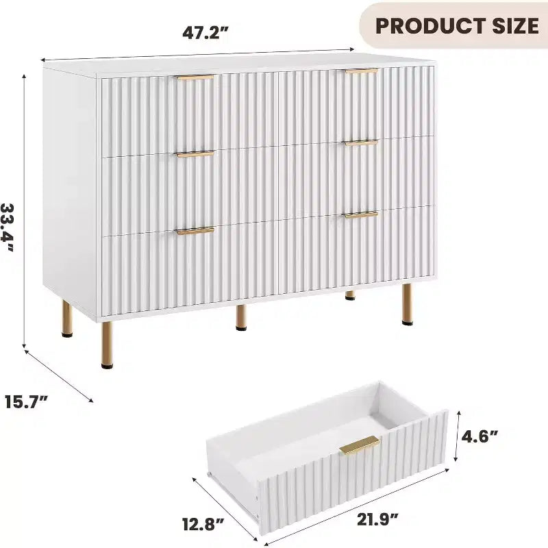 Commode à 6 tiroirs, commode de chambre moderne en bois avec tiroirs de rangement, meuble TV de style ferme pour salon, chambre à coucher, couloir