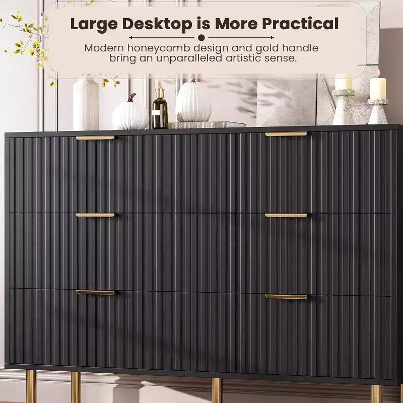 Commode à 6 tiroirs, commode de chambre moderne en bois avec tiroirs de rangement, meuble TV de style ferme pour salon, chambre à coucher, couloir
