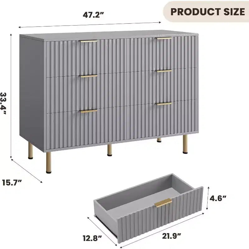 Commode à 6 tiroirs, commode de chambre moderne en bois avec tiroirs de rangement, meuble TV de style ferme pour salon, chambre à coucher, couloir